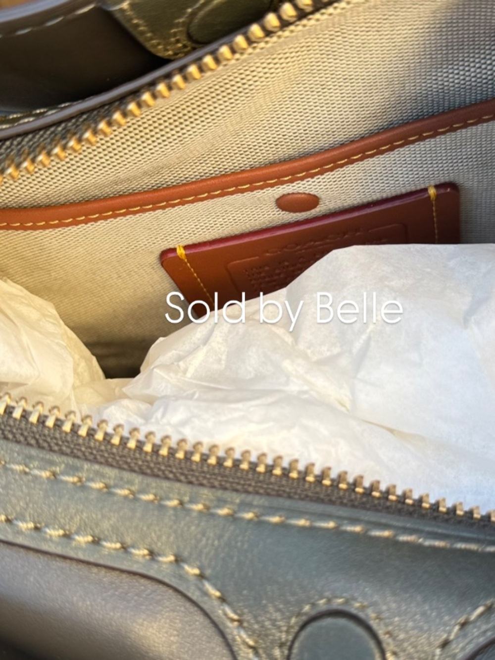 NWOT Coach Rogue Bag 31 In Loved Leather Brass Green - Picture 6 of 6